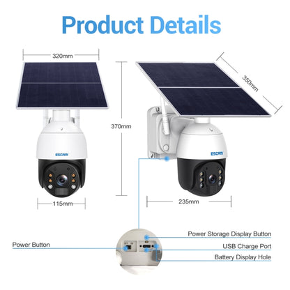 ESCAM QF724 3MP 24h Recording Cloud Storage PT 4G PIR Alarm IP Camera with Solar Panel, AU Signal Bands by ESCAM