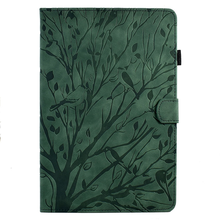 For Samsung Galaxy Tab A8 10.5 2021 Fortune Tree Pressure Flower PU Tablet Case with Wake-up / Sleep Function(Green) by bashfashion