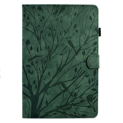 For Samsung Galaxy Tab A8 10.5 2021 Fortune Tree Pressure Flower PU Tablet Case with Wake-up / Sleep Function(Green) by bashfashion