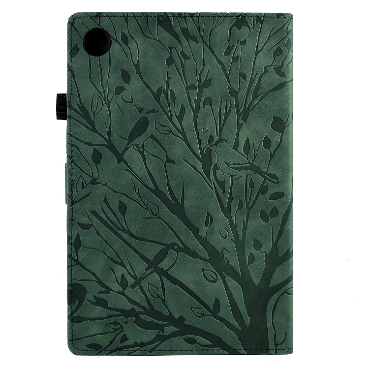 For Samsung Galaxy Tab A8 10.5 2021 Fortune Tree Pressure Flower PU Tablet Case with Wake-up / Sleep Function(Green) by bashfashion