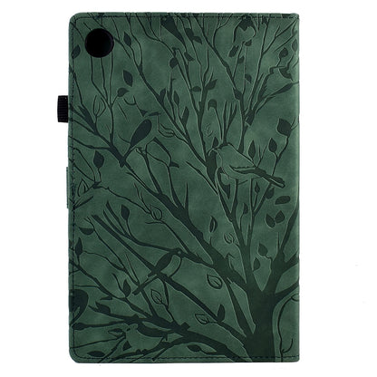 For Samsung Galaxy Tab A8 10.5 2021 Fortune Tree Pressure Flower PU Tablet Case with Wake-up / Sleep Function(Green) by bashfashion