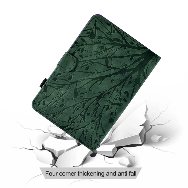 For Samsung Galaxy Tab A8 10.5 2021 Fortune Tree Pressure Flower PU Tablet Case with Wake-up / Sleep Function(Green) by bashfashion