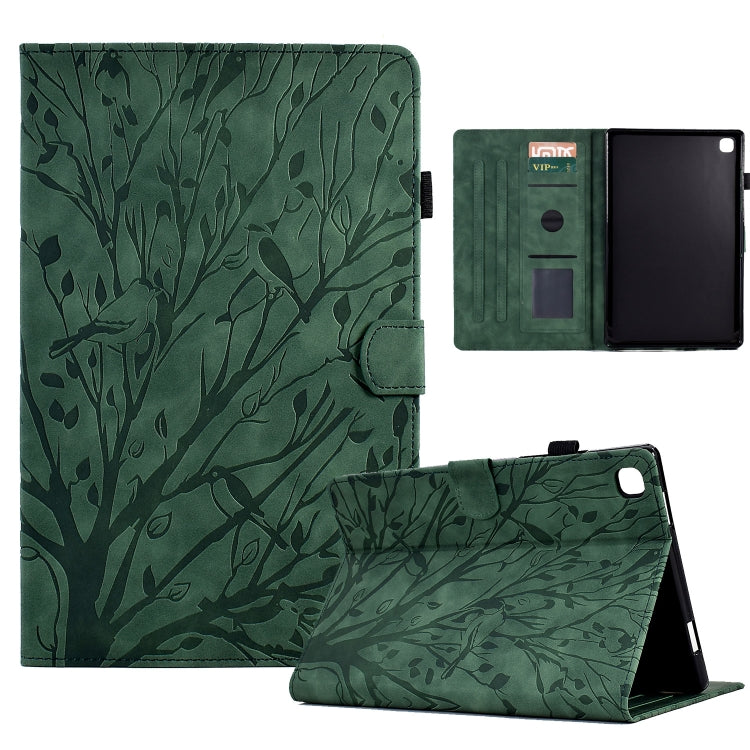For Samsung Galaxy Tab A7 Lite Fortune Tree Pressure Flower PU Tablet Case(Green) by bashfashion