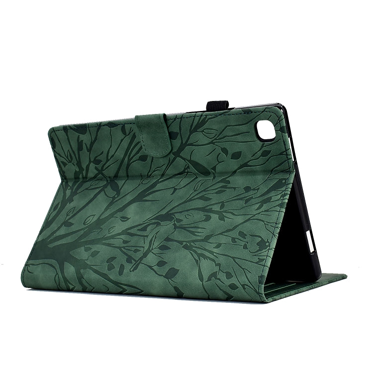 For Samsung Galaxy Tab A7 Lite Fortune Tree Pressure Flower PU Tablet Case(Green) by bashfashion