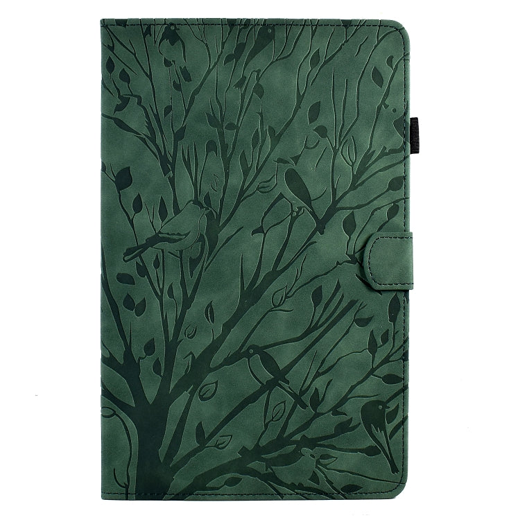 For Samsung Galaxy Tab A7 2020 Fortune Tree Pressure Flower PU Tablet Case with Wake-up / Sleep Function(Green) by bashfashion