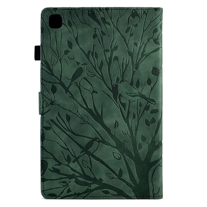 For Samsung Galaxy Tab A 10.1 2019 Fortune Tree Pressure Flower PU Tablet Case(Green) by bashfashion