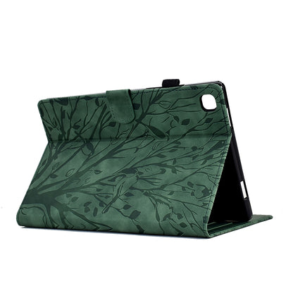 For Samsung Galaxy Tab A 10.1 2019 Fortune Tree Pressure Flower PU Tablet Case(Green) by bashfashion
