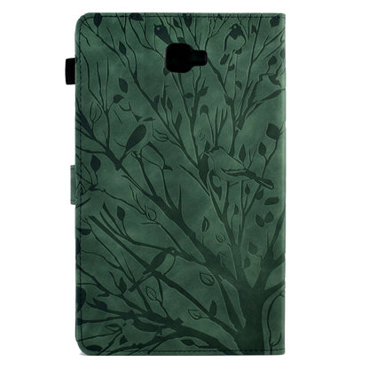 For Samsung Galaxy Tab A 10.1 2016 Fortune Tree Pressure Flower PU Tablet Case with Wake-up / Sleep Function(Green) by bashfashion