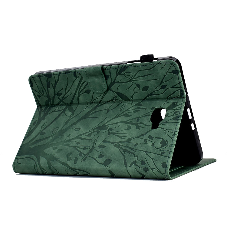 For Samsung Galaxy Tab A 10.1 2016 Fortune Tree Pressure Flower PU Tablet Case with Wake-up / Sleep Function(Green) by bashfashion