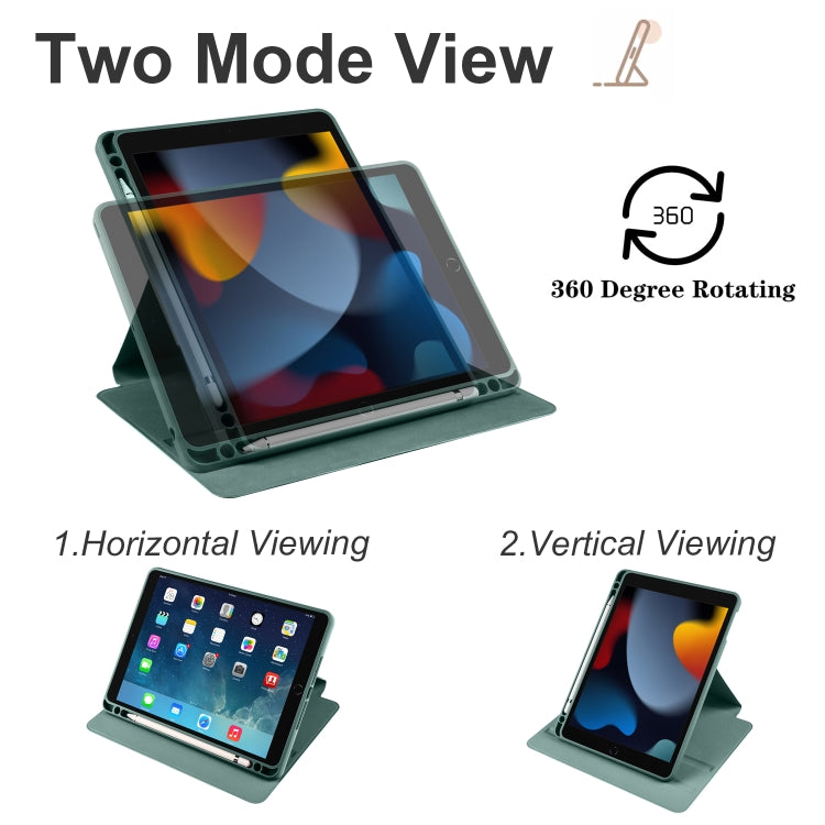 For iPad Air / Air 2 / 9.7 2018 / 2017 Acrylic 360 Degree Rotation Holder Tablet Leather Case(Deep Green) by bashfashion