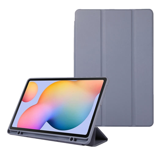 For Samsung Galaxy Tab S6 Lite/Tab S6 Lite 2022 Solid Color 3-folding Leather Tablet Case(Lavender Grey) by bashfashion