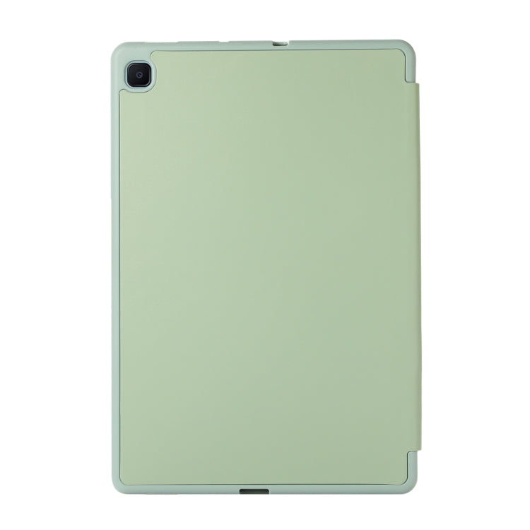 For Samsung Galaxy Tab S6 Lite/Tab S6 Lite 2022 Solid Color 3-folding Leather Tablet Case(Matcha Green) by bashfashion