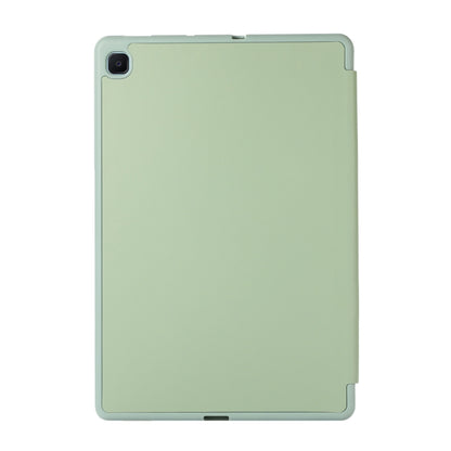For Samsung Galaxy Tab S6 Lite/Tab S6 Lite 2022 Solid Color 3-folding Leather Tablet Case(Matcha Green) by bashfashion