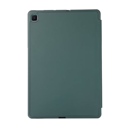 For Samsung Galaxy Tab S6 Lite/Tab S6 Lite 2022 Solid Color 3-folding Leather Tablet Case(Dark Green) by bashfashion