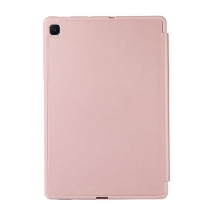 For Samsung Galaxy Tab S6 Lite/Tab S6 Lite 2022 Solid Color 3-folding Leather Tablet Case(Rose Gold) by bashfashion