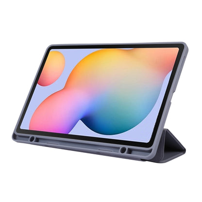 For Samsung Galaxy Tab S6 Lite/Tab S6 Lite 2022 Solid Color 3-folding Leather Tablet Case(Matcha Green) by bashfashion