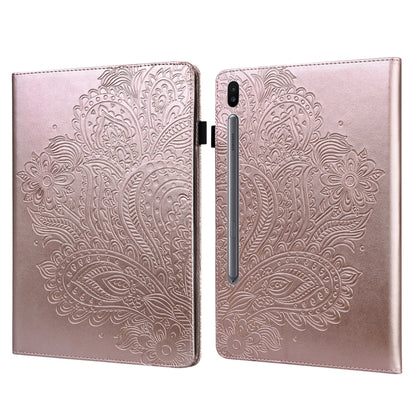For Samsung Galaxy Tab S6 T860 Peacock Embossed Pattern Leather Tablet Case(Rose Gold) by bashfashion