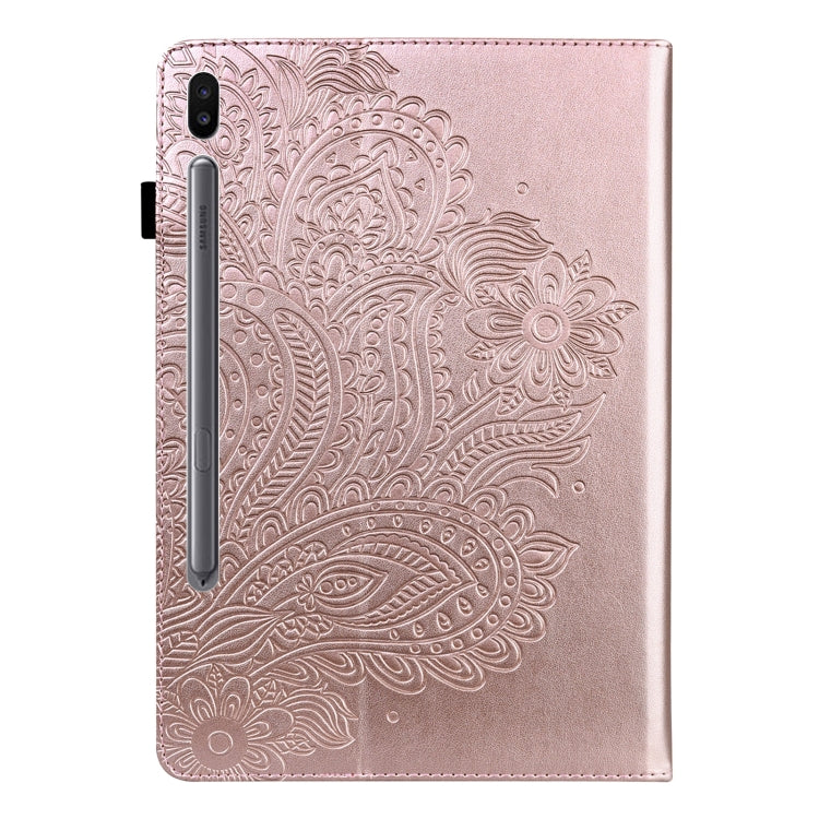 For Samsung Galaxy Tab S6 T860 Peacock Embossed Pattern Leather Tablet Case(Rose Gold) by bashfashion