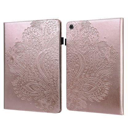 For Samsung Galaxy Tab A11 / A9 Peacock Embossed Pattern Leather Tablet Case(Rose Gold) by bashfashion
