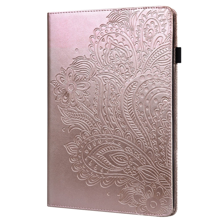 For Samsung Galaxy Tab A11 / A9 Peacock Embossed Pattern Leather Tablet Case(Rose Gold) by bashfashion