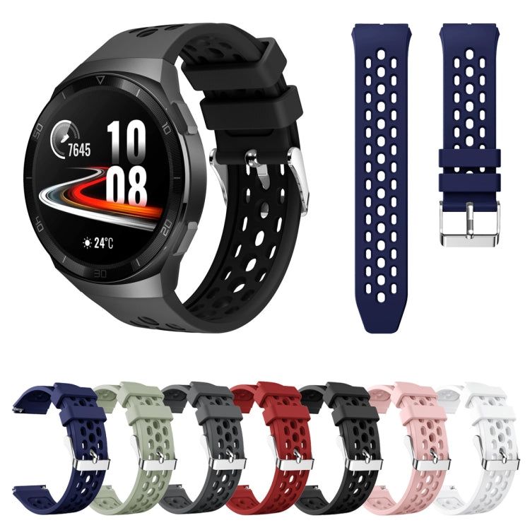 For Huawei Watch GT 2e Solid Color Round Hole Silicone Watch Band(White) by bashfashion