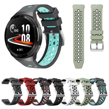 For Huawei Watch GT 2e Two Color Round Hole Silicone Watch Band(White Black) by bashfashion