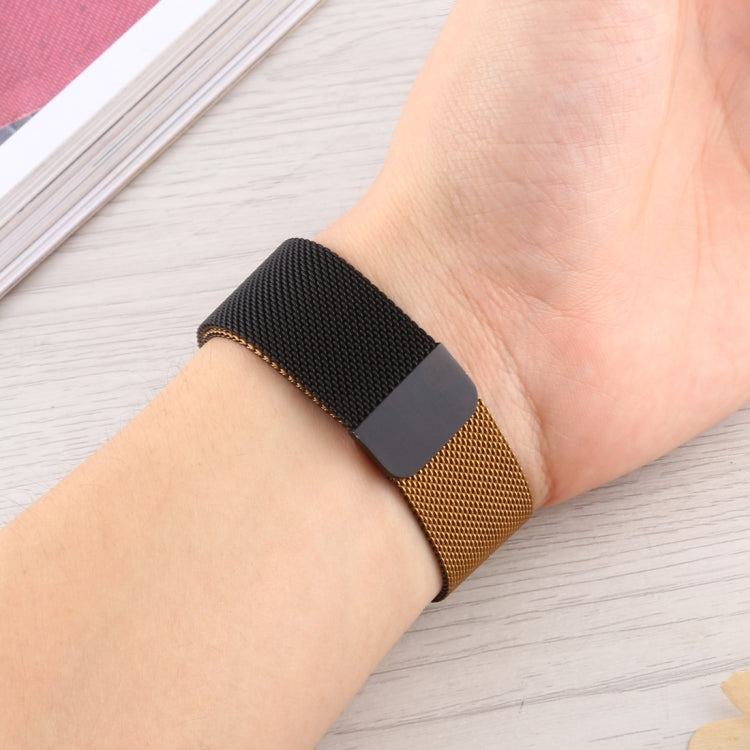 For Apple Watch Series 7 41mm / 6 & SE & 5 & 4 40mm / 3 & 2 & 1 38mm Milanese Gradient Stainless Steel Watch Band(Black+Gold) by bashfashion