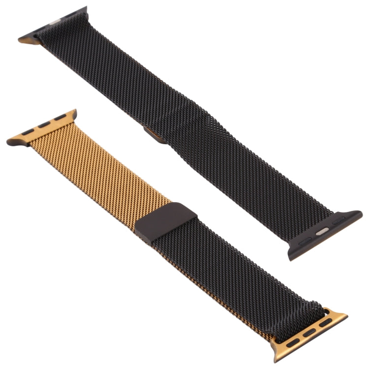 For Apple Watch Series 7 41mm / 6 & SE & 5 & 4 40mm / 3 & 2 & 1 38mm Milanese Gradient Stainless Steel Watch Band(Black+Gold) by bashfashion