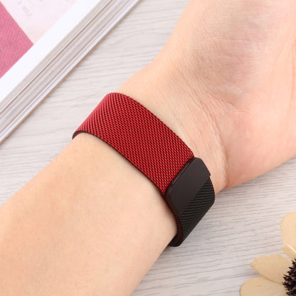 For Apple Watch Series 7 45mm / 6 & SE & 5 & 4 44mm / 3 & 2 & 1 42mm Milanese Gradient Stainless Steel Watch Band(Red+Black) by bashfashion