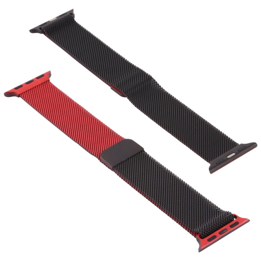 For Apple Watch Series 7 45mm / 6 & SE & 5 & 4 44mm / 3 & 2 & 1 42mm Milanese Gradient Stainless Steel Watch Band(Red+Black) by bashfashion