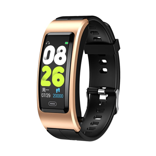 B7 Bluetooth Earphone Smart Bracelet, Support Sleep Monitoring / Blood Oxygen Monitoring / Heart Rate Monitoring(Gold + Black Silicone Strap) by bashfashion