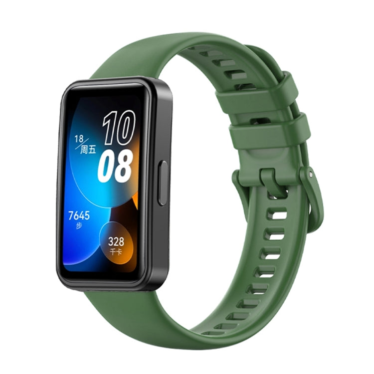 For Huawei Band 8 16mm Solid Color Silicone Replacement Watch Band(Dark Green) by bashfashion