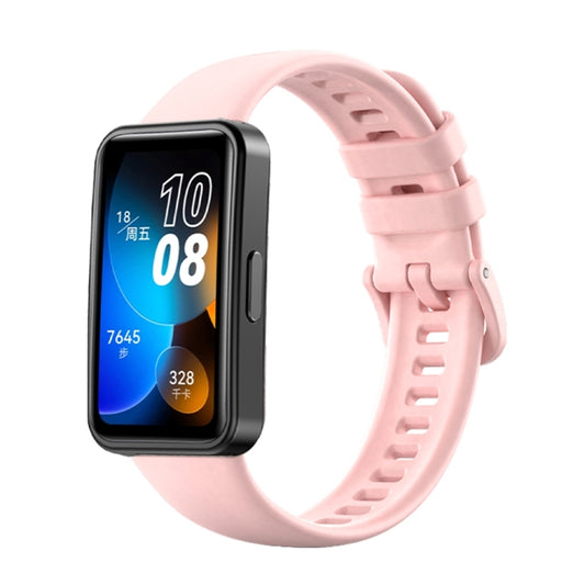 For Huawei Band 8 16mm Solid Color Silicone Replacement Watch Band(Pink) by bashfashion
