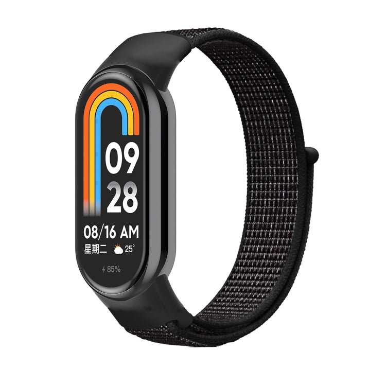 For Xiaomi Mi Band 8 Loop Nylon Watch Band(Reflective Black) by bashfashion