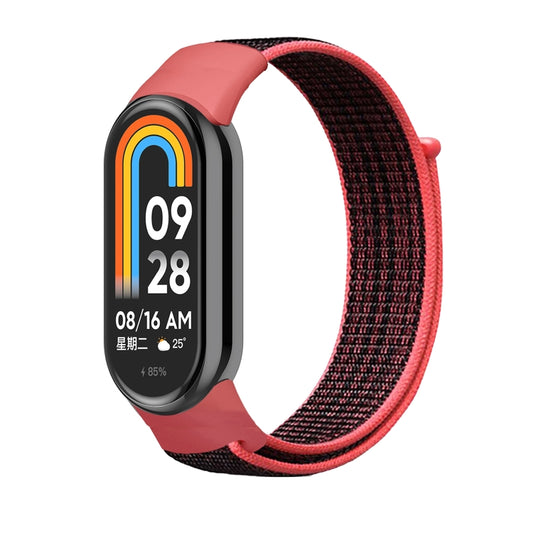 For Xiaomi Mi Band 8 Loop Nylon Watch Band(Red Black) by bashfashion
