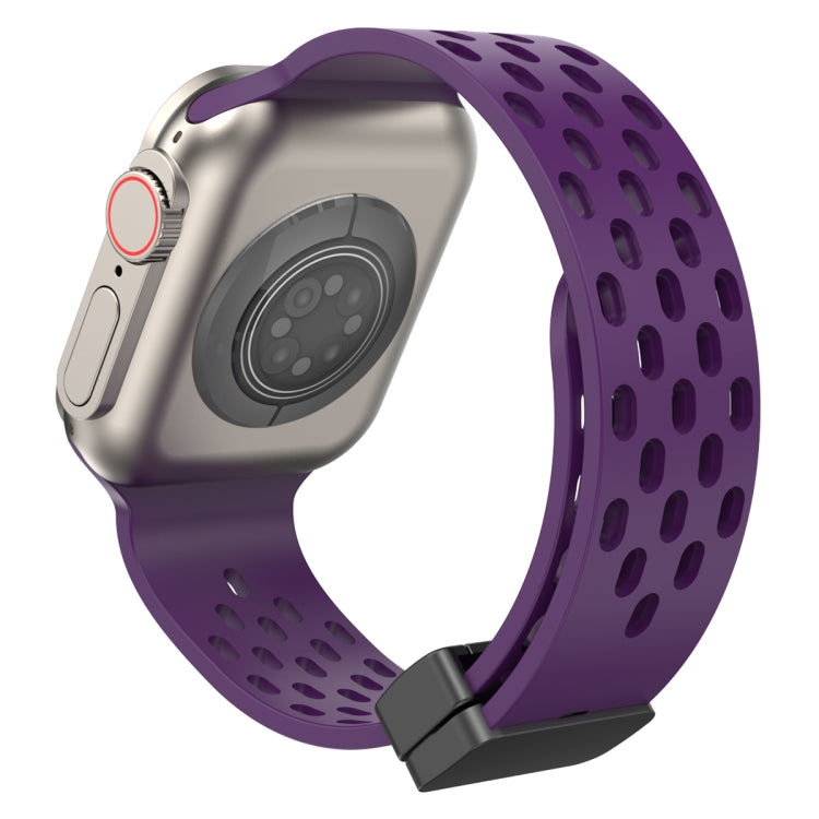 Magnetic Clasp Silicone Watch Band For Apple Watch Ultra 49mm&Watch Ultra 2 49mm / Series 9&8&7 45mm / SE 3&SE 2&6&SE&5&4 44mm / 3&2&1 42mm(Fruit Purple) by bashfashion