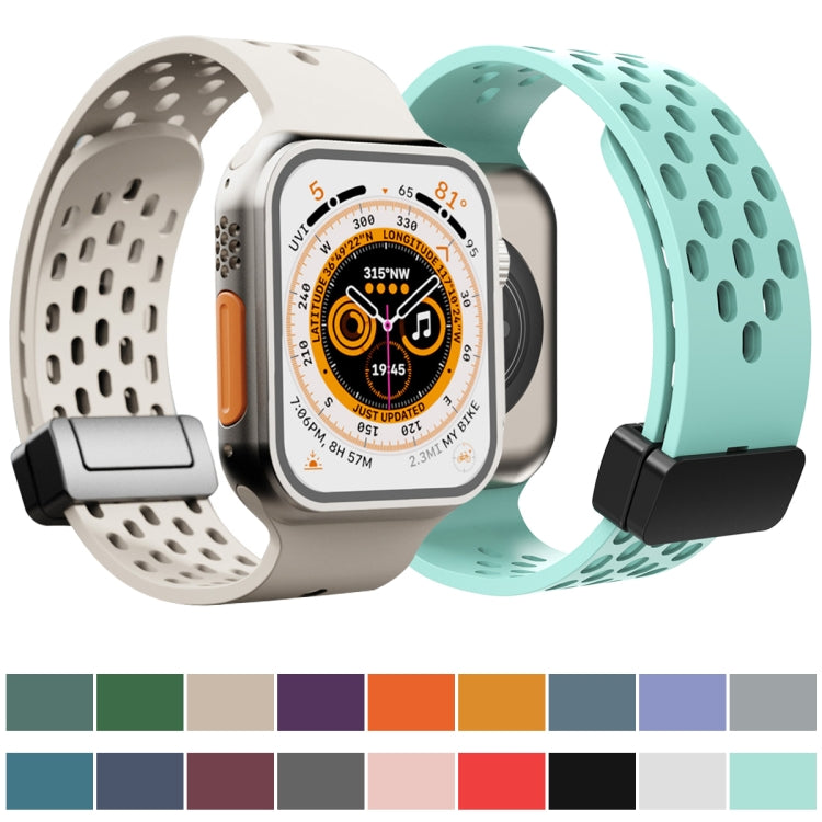 Magnetic Clasp Silicone Watch Band For Apple Watch Ultra 49mm&Watch Ultra 2 49mm / Series 9&8&7 45mm / SE 3&SE 2&6&SE&5&4 44mm / 3&2&1 42mm(Fruit Purple) by bashfashion