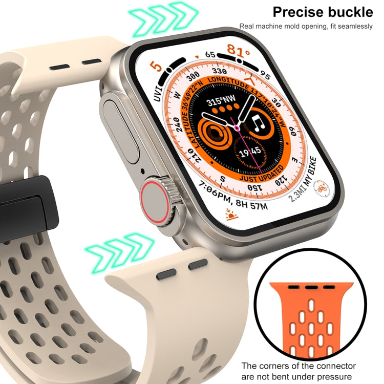 Magnetic Clasp Silicone Watch Band For Apple Watch Ultra 49mm&Watch Ultra 2 49mm / Series 9&8&7 45mm / SE 3&SE 2&6&SE&5&4 44mm / 3&2&1 42mm(Pink) by bashfashion