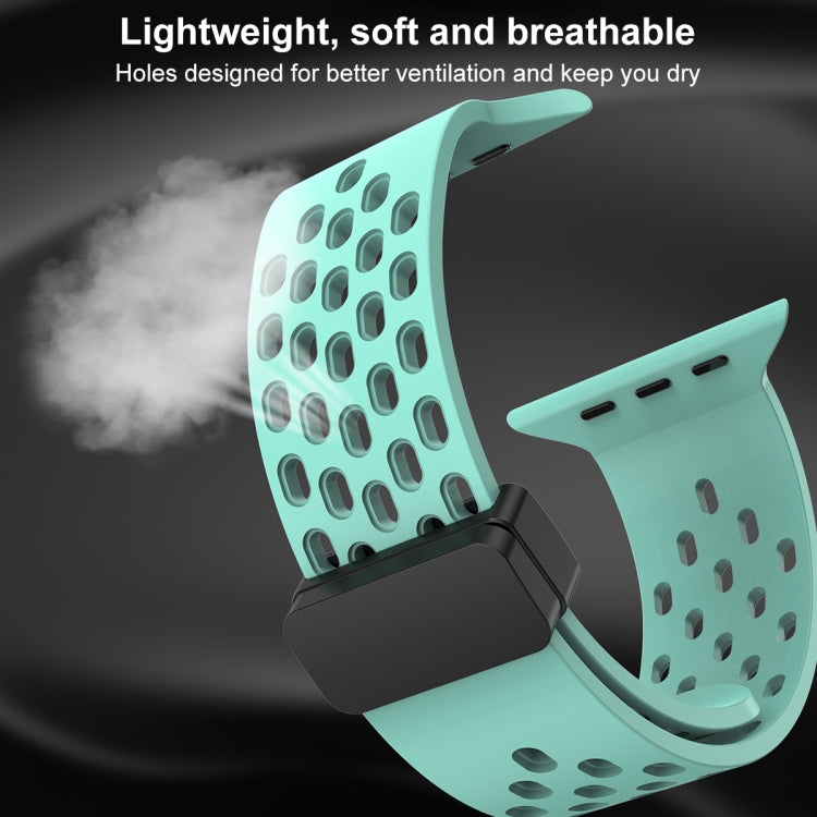 Magnetic Clasp Silicone Watch Band For Apple Watch Ultra 49mm&Watch Ultra 2 49mm / Series 9&8&7 45mm / SE 3&SE 2&6&SE&5&4 44mm / 3&2&1 42mm(Pink) by bashfashion