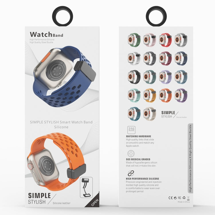 Magnetic Clasp Silicone Watch Band For Apple Watch Ultra 49mm&Watch Ultra 2 49mm / Series 9&8&7 45mm / SE 3&SE 2&6&SE&5&4 44mm / 3&2&1 42mm(Rock Cyan) by bashfashion