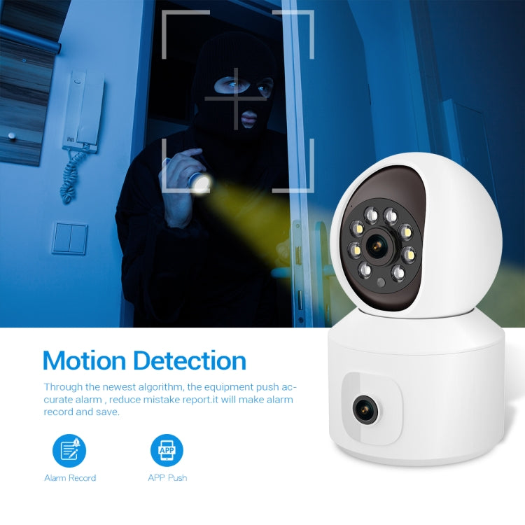 ESCAM QF010 2x2MP Dual Lens Dual Screen Surveillance WiFi Camera Support Two-way Voice & Motion Detection(US Plug) by ESCAM