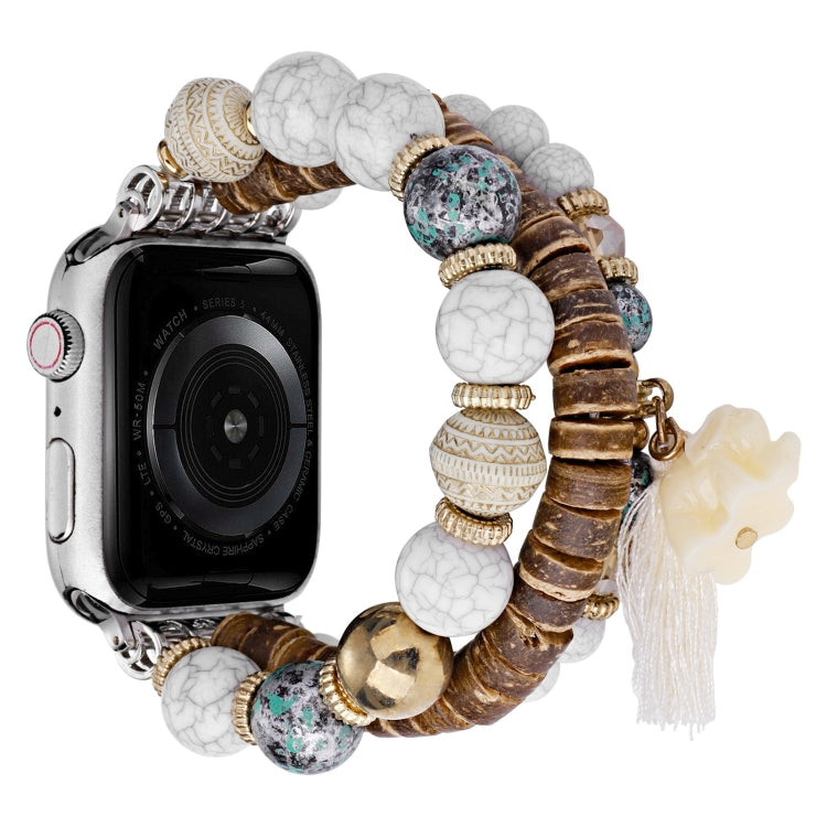 Beads Elephant Pendant Watch Band For Apple Watch Ultra 49mm(White) by bashfashion