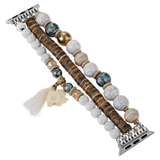 Beads Elephant Pendant Watch Band ForApple Watch 4 44mm(White) by bashfashion