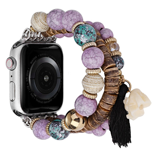 Beads Elephant Pendant Watch Band ForApple Watch 4 44mm(Purple) by bashfashion