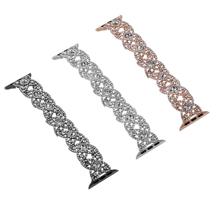 4-Petal Diamond Metal Watch Band For Apple Watch Ultra 49mm(Black) by bashfashion