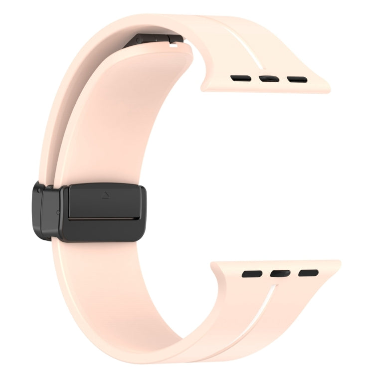 Two Color Folding Buckle Silicone Watch Band For Apple Watch Ultra 49mm(Pink+White) by bashfashion