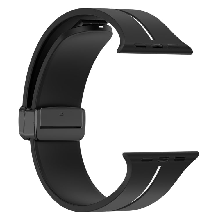 Two Color Folding Buckle Silicone Watch Band For Apple Watch Ultra 49mm(Black+White) by bashfashion
