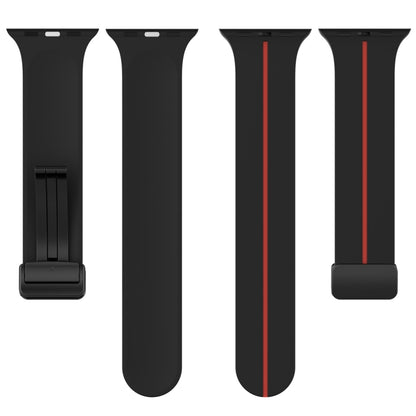 Two Color Folding Buckle Silicone Watch Band For Apple Watch Ultra 49mm(Black+Red) by bashfashion