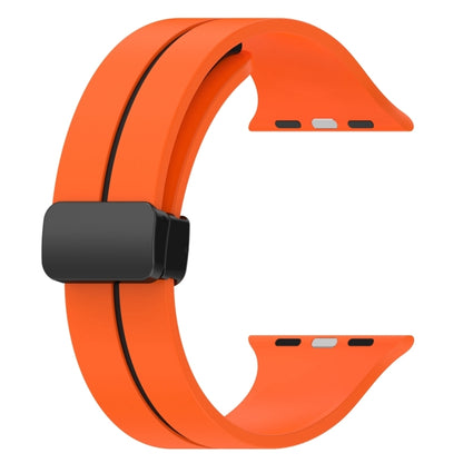 Two Color Folding Buckle Silicone Watch Band For Apple Watch Ultra 2 49mm(Orange+Black) by bashfashion