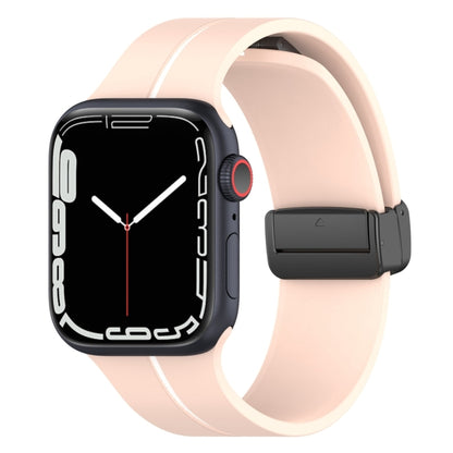 Two Color Folding Buckle Silicone Watch Band For Apple Watch Ultra 2 49mm(Pink+White) by bashfashion